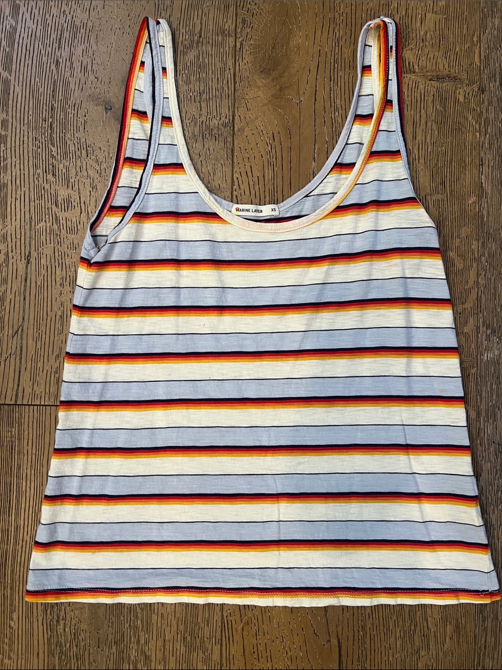 Marine Layer White Tank Top with Stripes - XS